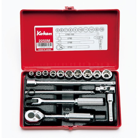 Ko-Ken Socket set 16 pieces 1/4 Sq. Drive, 2250M 2250M